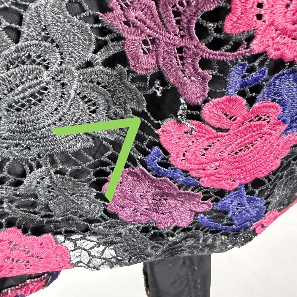 Hutch Lace Plunge Gown Black Pink Floral Dress Sleeveless V-Neck Sz 0 - Picture 10 of 14